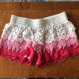 White and pink lace shorts!